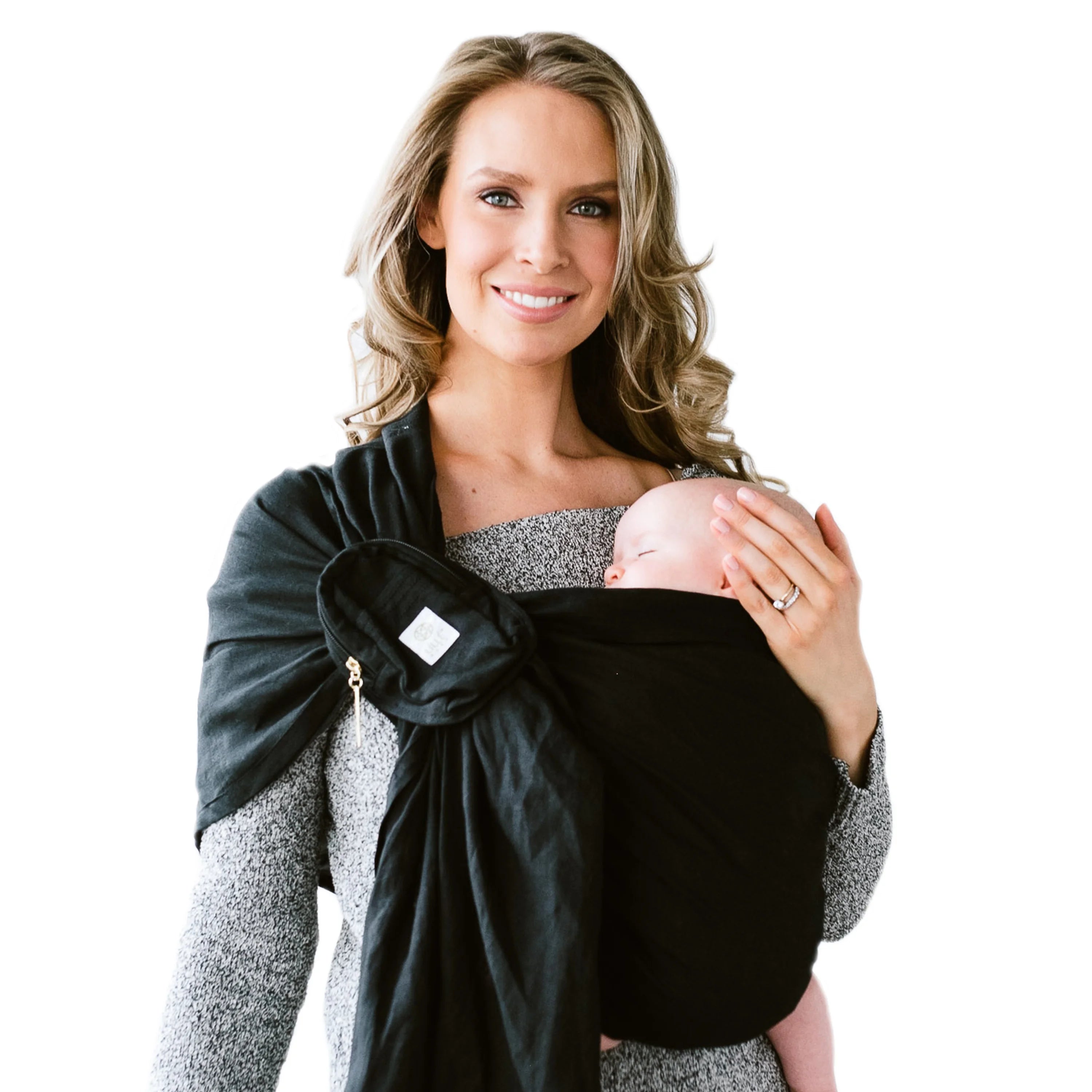 mom wearing baby in Eternal Love Ring Sling - Magic