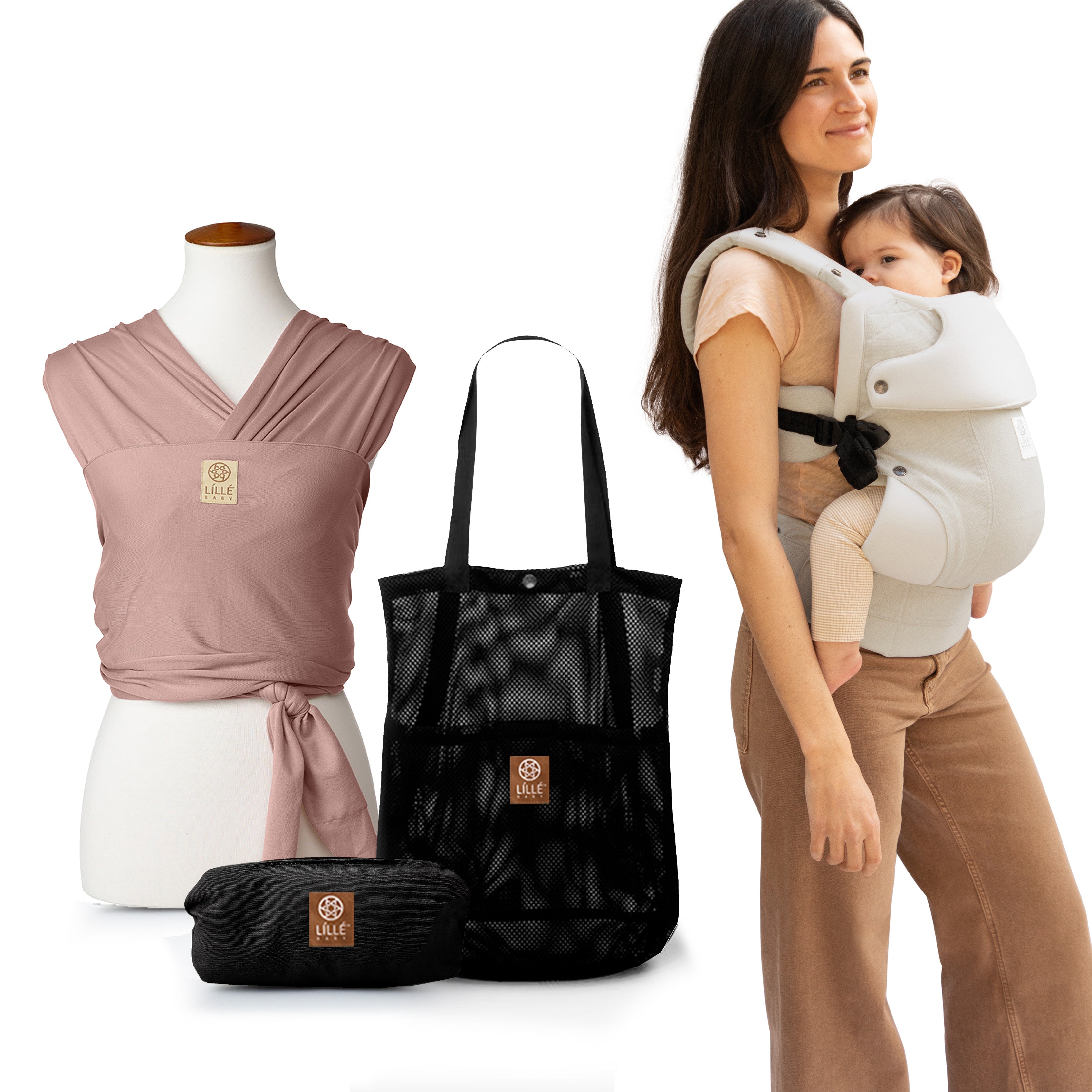 Newborn Baby Carrier & Wrap Bundle - Ivory