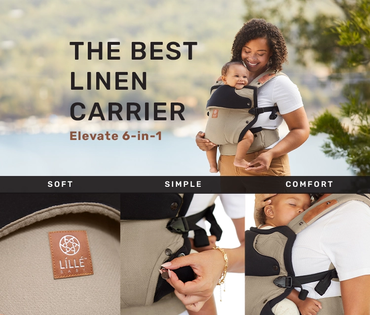 Lillebaby Elevate the best 6-in-1 linen carrier featuring soft, simple, comfort