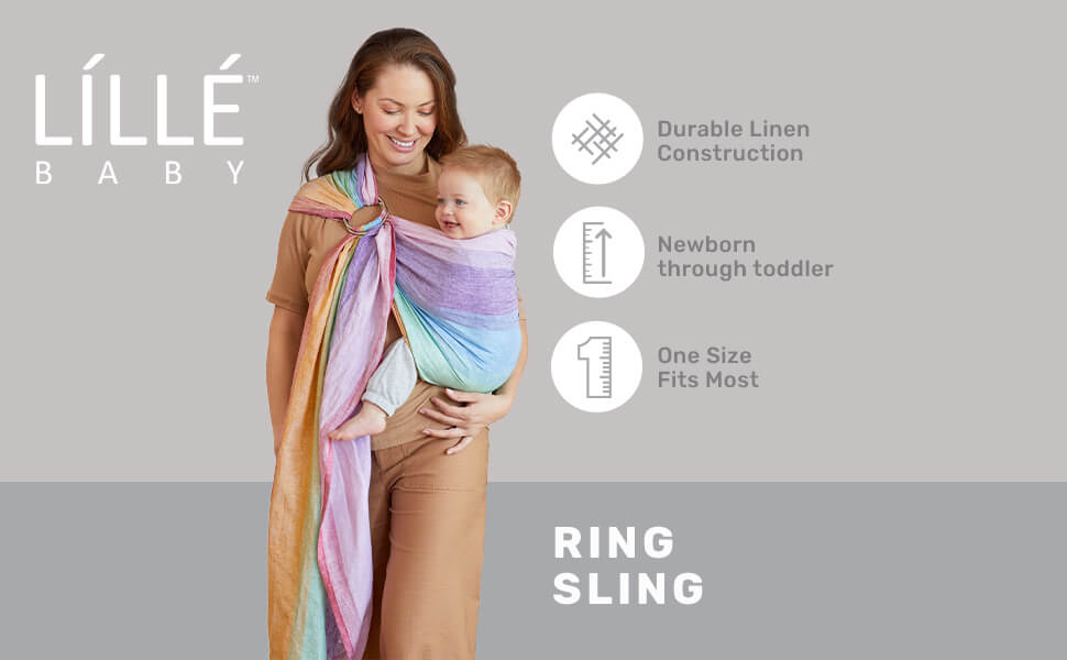 what we love about ring slings: durable linen construction, newborn thru toddler, one size fits most