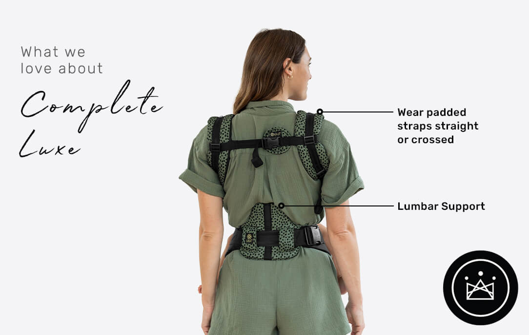 Wear padded straps straight or crossed. Also lumbar support.