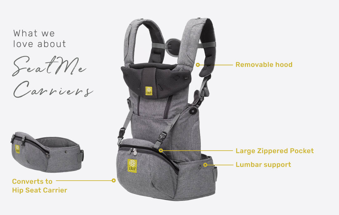 Removable hood, zippered pocket, lumbar support, converts to hip seat carrier