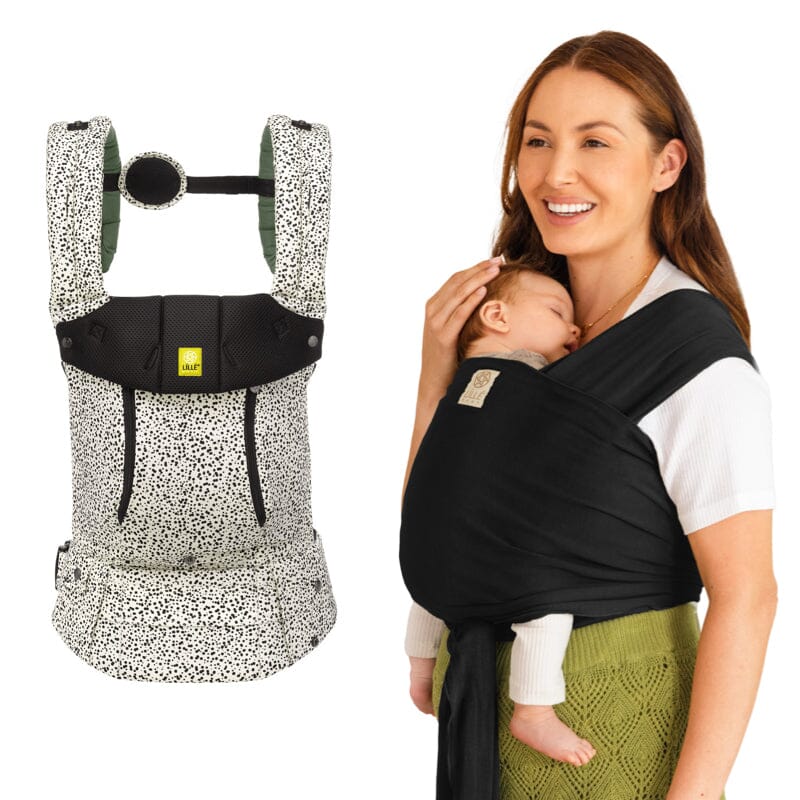 Newborn Baby Carrier & Wrap Bundle Salt & Pepper LÍLLÉbaby