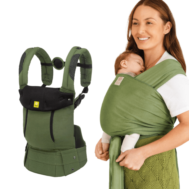 Newborn Baby Carrier & Wrap Bundle - Moss