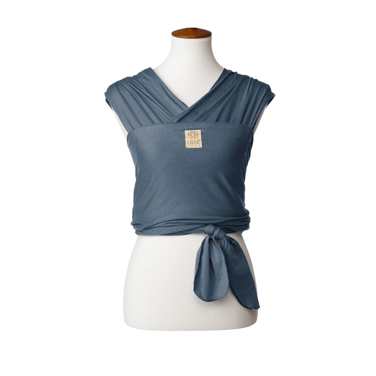 front view of lillebaby's dragonfly wrap in bluestone